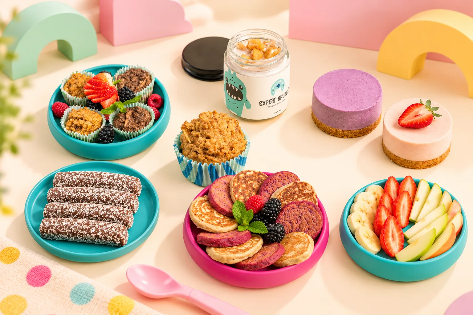 Healthy Tiny Tummies toddler snacks, pancakes, fruit and treats